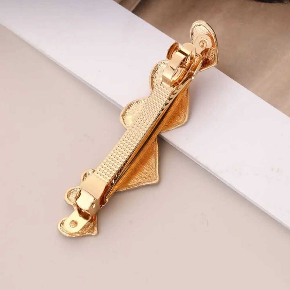 3pc Heart hair accessory set gold jewelry barrette claw clip teen prom bridal
